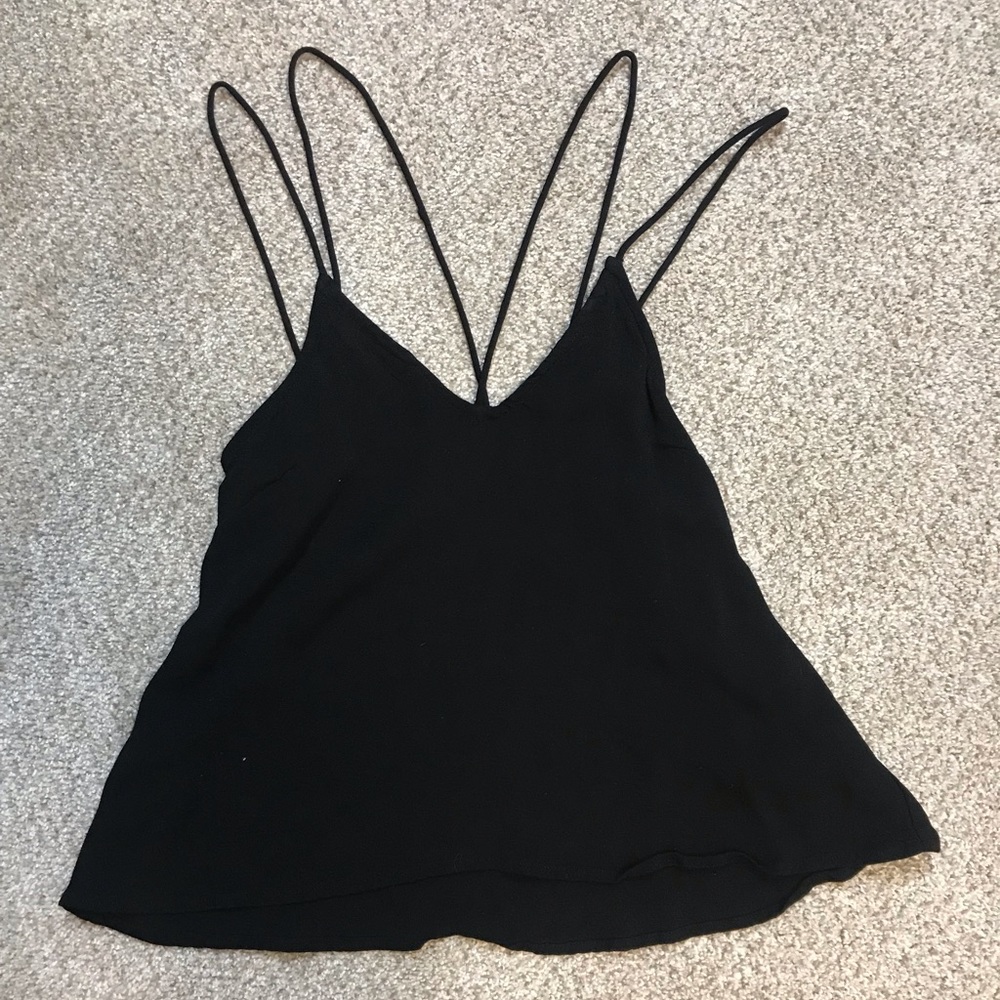 Black spaghetti strap crop